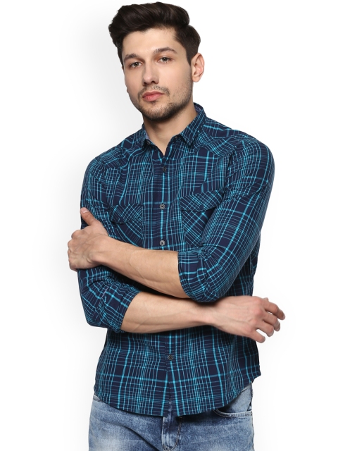 

SPYKAR Men Blue Slim Fit Checked Casual Shirt