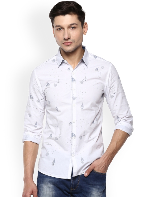 

SPYKAR Men White Slim Fit Printed Casual Shirt