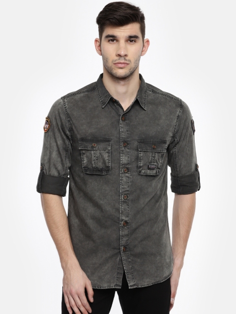 

SPYKAR Men Grey Slim Fit Faded Chambray Casual Shirt