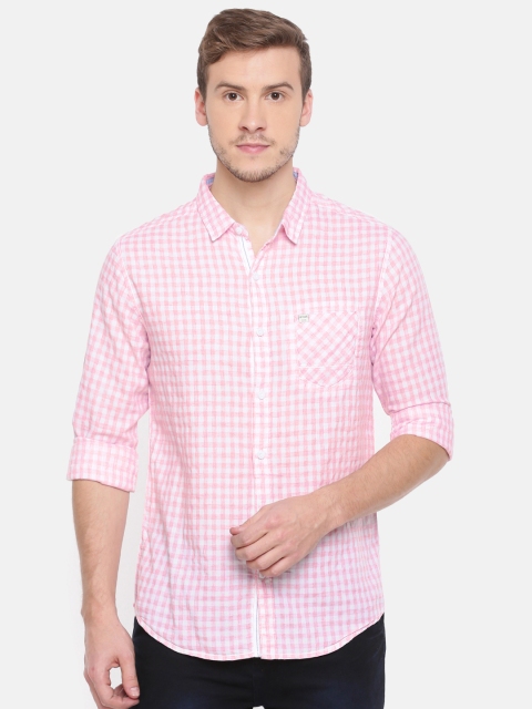 

SPYKAR Men Pink & White Slim Fit Checked Casual Shirt