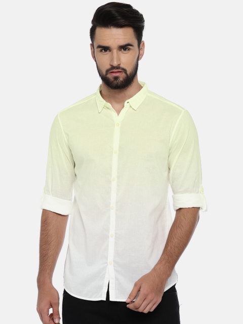 

SPYKAR Men Yellow & White Slim Fit Faded Casual Shirt