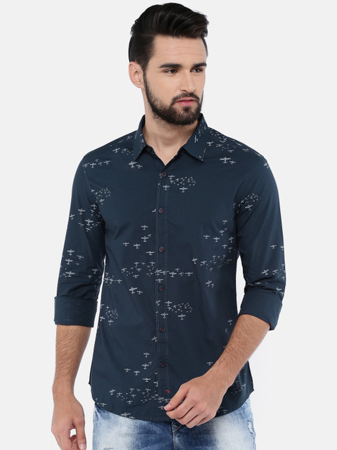 

SPYKAR Men Blue Slim Fit Printed Casual Shirt