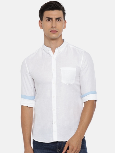 

SPYKAR Men White Slim Fit Solid Casual Shirt