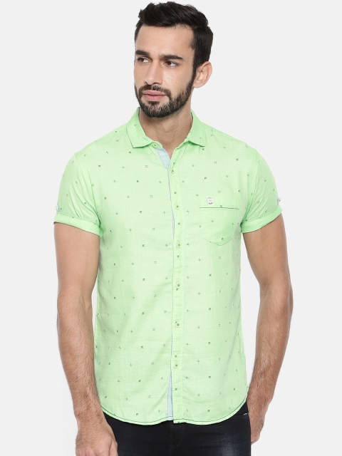 

SPYKAR Men Green Slim Fit Printed Casual Shirt