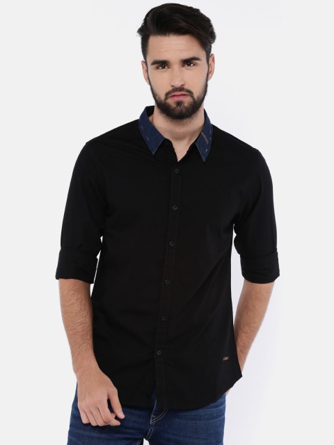 

SPYKAR Men Black Slim Fit Solid Casual Shirt