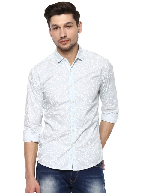 

SPYKAR Men White Slim Fit Printed Casual Shirt