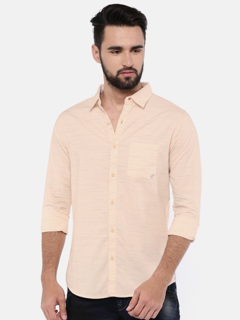 

SPYKAR Men Peach-Coloured Slim Fit Solid Casual Shirt