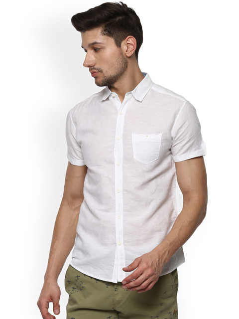 

SPYKAR Men White Slim Fit Solid Casual Shirt