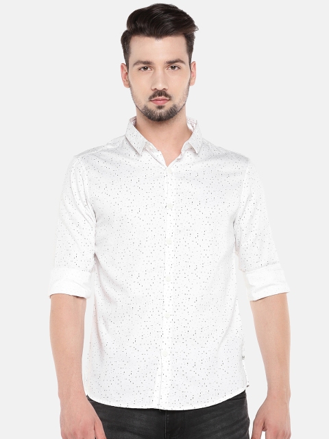 

SPYKAR Men White Slim Fit Printed Casual Shirt