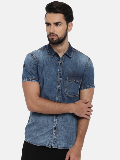 

SPYKAR Men Blue Slim Fit Faded Casual Shirt