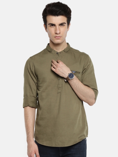 

SPYKAR Men Olive Green Slim Fit Solid Casual Shirt