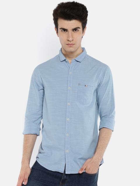 

SPYKAR Men Blue Slim Fit Solid Casual Shirt