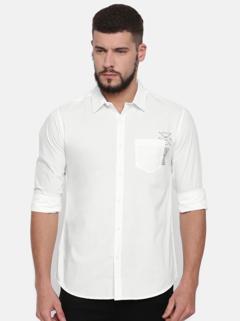 

SPYKAR Men White Regular Fit Printed Casual Shirt