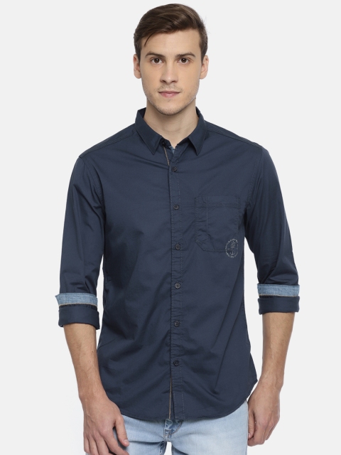 

SPYKAR Men Navy Slim Fit Solid Casual Shirt, Navy blue