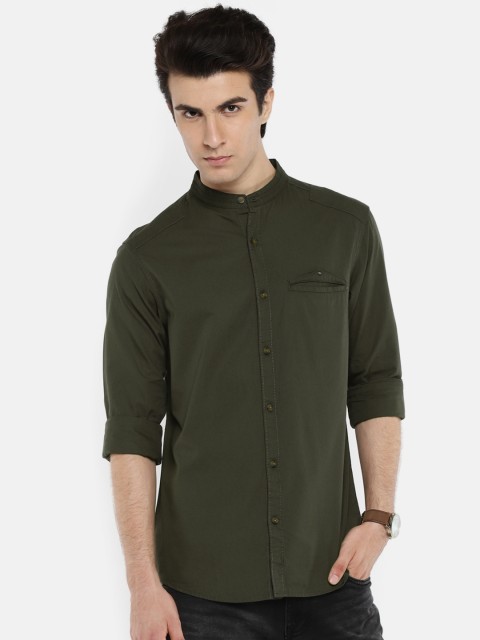 

SPYKAR Men Olive Green Slim Fit Solid Casual Shirt