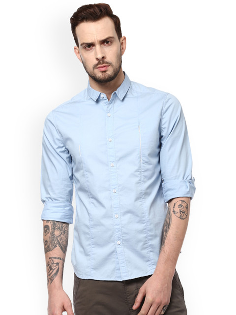 

SPYKAR Men Blue Slim Fit Solid Casual Shirt
