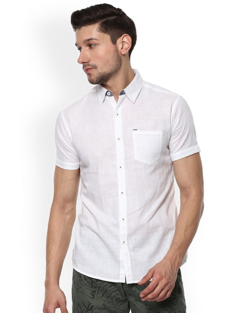 

SPYKAR Men White Slim Fit Self Design Casual Shirt