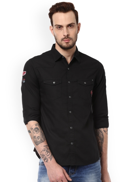 

SPYKAR Men Black Slim Fit Solid Casual Shirt