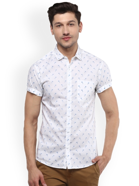 

SPYKAR Men White Slim Fit Printed Casual Shirt