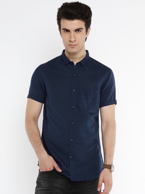 

SPYKAR Men Navy Blue Slim Fit Solid Casual Shirt