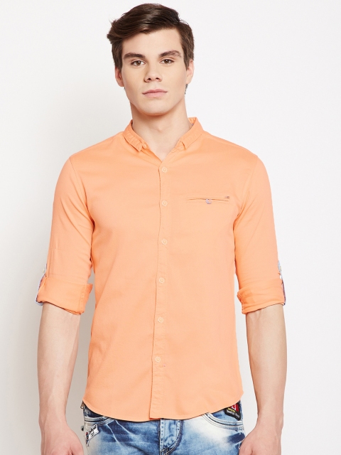 

SPYKAR Men Orange Slim Fit Solid Casual Shirt