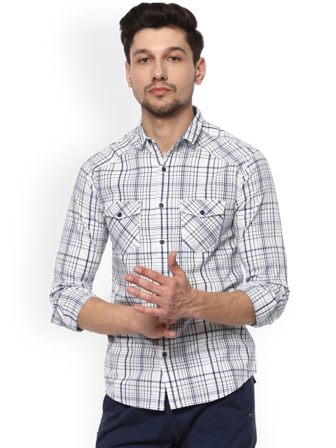

SPYKAR Men White Slim Fit Checked Casual Shirt