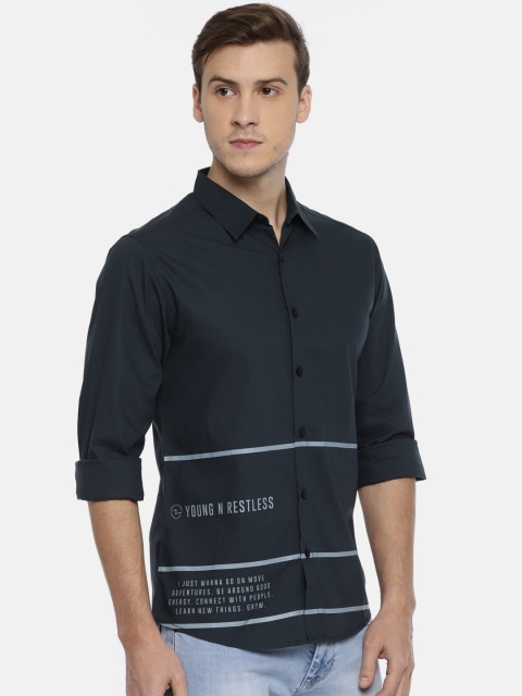 

SPYKAR Men Navy Blue Slim Fit Printed Casual Shirt