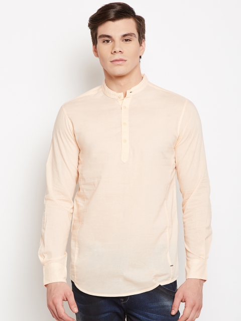 

SPYKAR Men Peach-Coloured Regular Fit Solid Casual Shirt