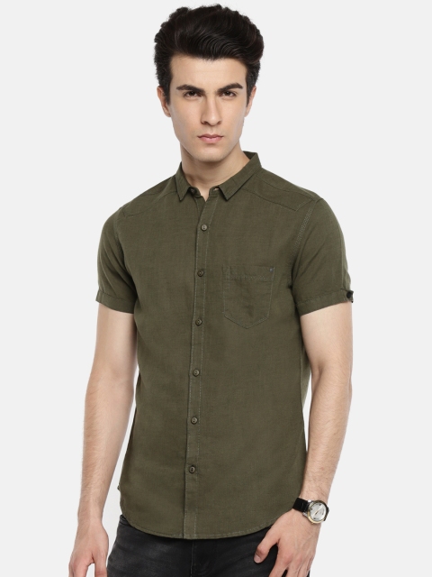 

SPYKAR Men Olive Green Slim Fit Solid Casual Shirt