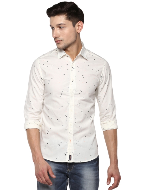 

SPYKAR Men Off-White Slim Fit Printed Casual Shirt