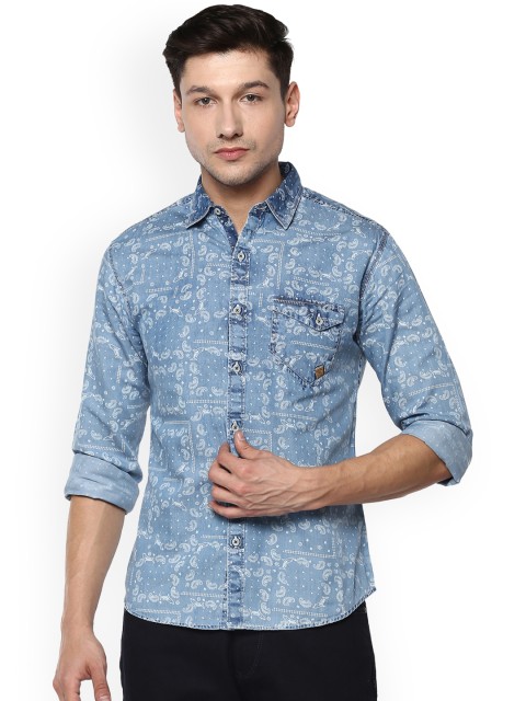 

SPYKAR Men Blue Slim Fit Printed Casual Shirt