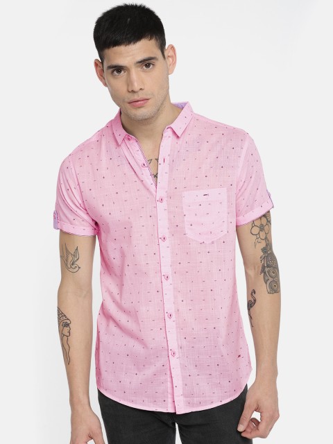 

SPYKAR Men Pink Slim Fit Printed Casual Shirt