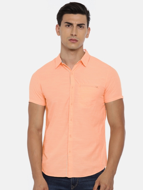 

SPYKAR Men Peach-Coloured Slim Fit Solid Casual Shirt