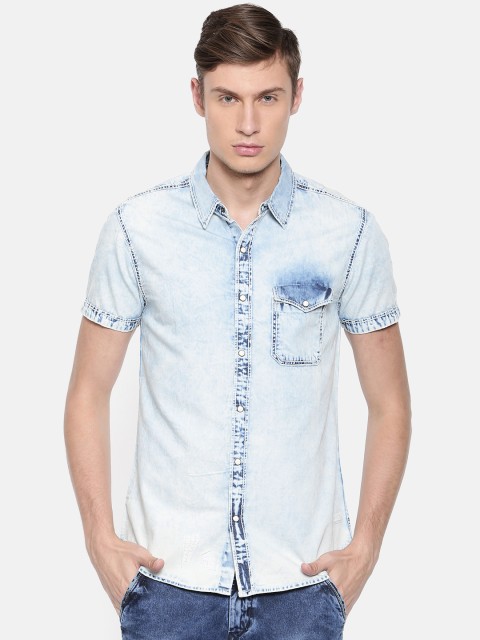 

SPYKAR Men Blue Slim Fit Faded Casual Shirt