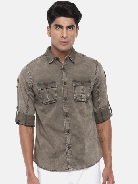 

SPYKAR Men Olive Green Regular Fit Solid Casual Shirt