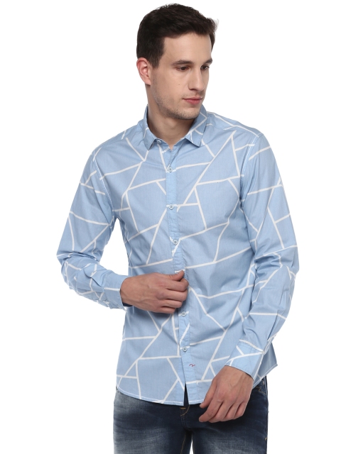

SPYKAR Men Blue Slim Fit Printed Casual Shirt