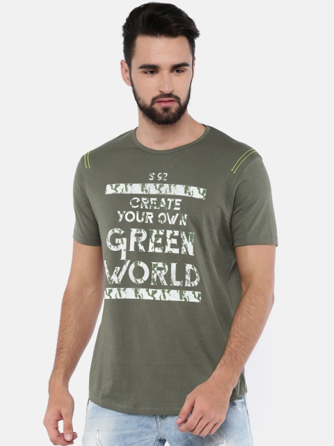

SPYKAR Men Grey Printed Round Neck T-shirt