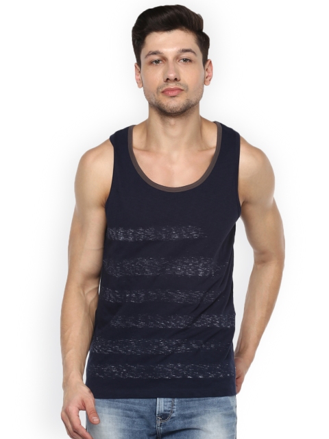 

SPYKAR Men Navy Blue Printed Round Neck Pure Cotton T-shirt