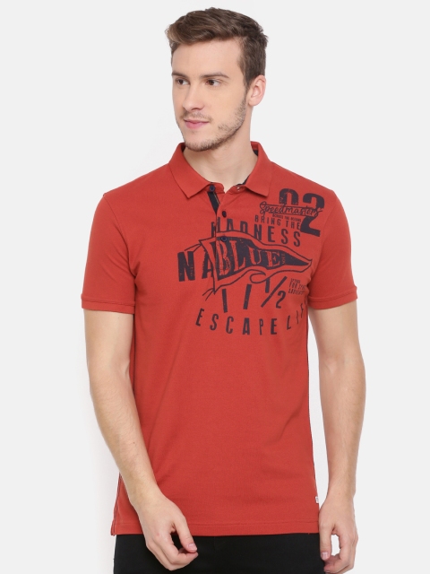 

SPYKAR Men Red Printed Polo Collar T-shirt