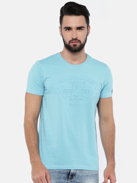

SPYKAR Men Blue Solid Slim Fit Round Neck Pure Cotton T-shirt