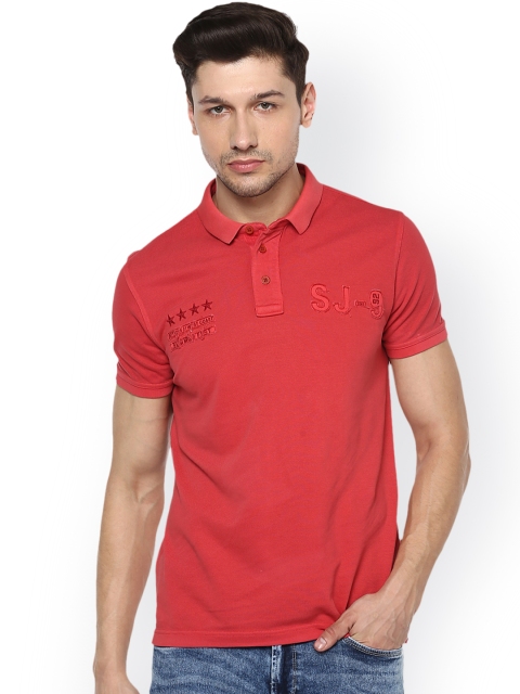 

SPYKAR Men Red Solid Polo Collar T-shirt