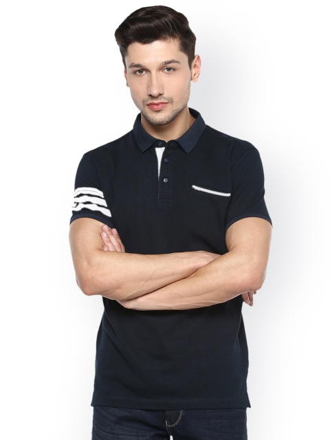 

SPYKAR Men Navy Blue Solid Polo Collar Slim Fit T-shirt