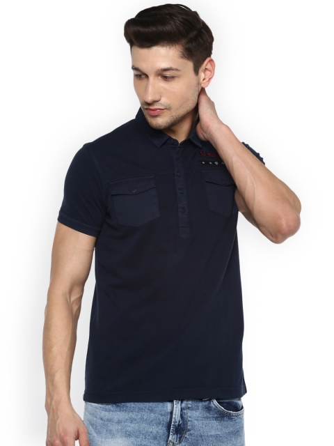 

SPYKAR Men Navy Blue Solid Polo Collar T-shirt