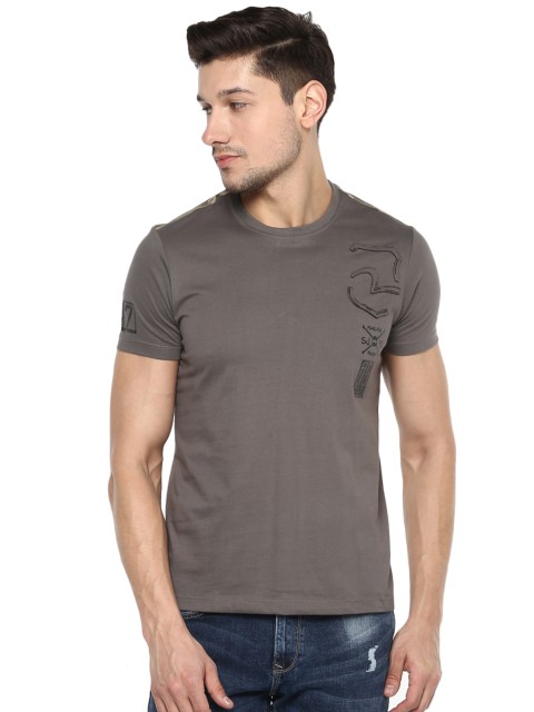 

SPYKAR Men Grey Printed Round Neck T-shirt