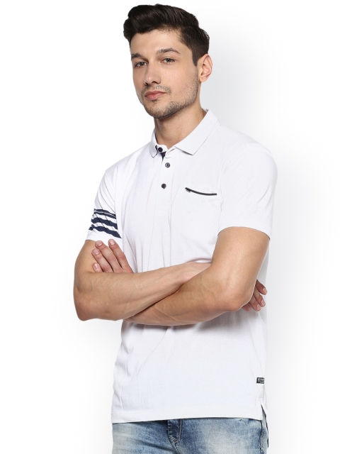 

SPYKAR Men White Solid Polo Collar Pure Cotton T-shirt