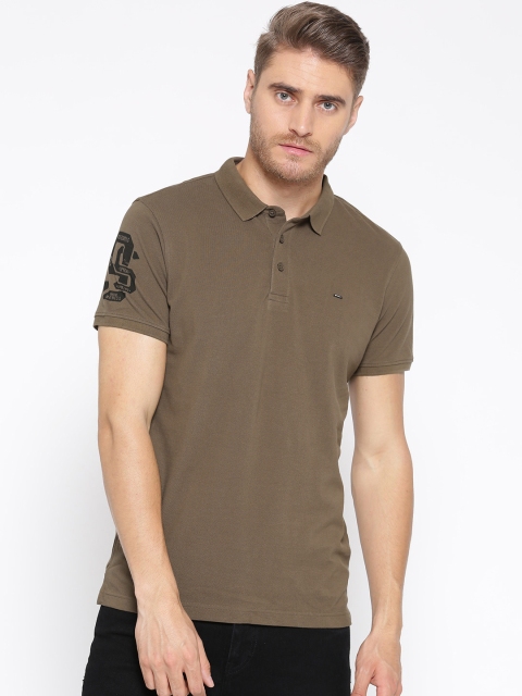 

SPYKAR Men Olive Green Solid Polo Collar T-shirt