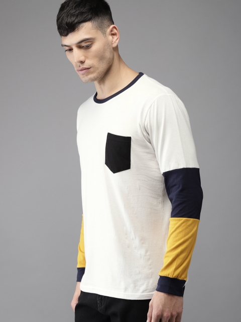 

HERE&NOW Men White Solid Round Neck T-shirt