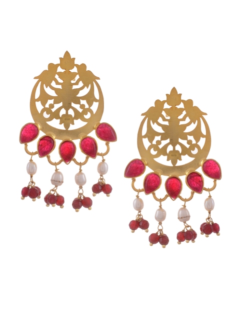 

Silvermerc Designs Gold Plated Maroon Sterling Silver Circular Chandbalis