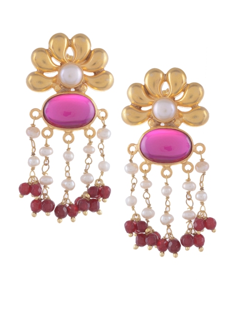 

Silvermerc Designs 22-Karat Gold-Plated & Pink Floral Sterling Silver Drop Earrings