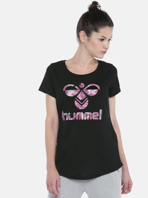 

hummel Women Black Printed Round Neck T-shirt